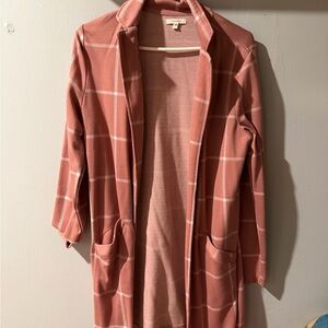 Maurices Pink Plaid Cardigan